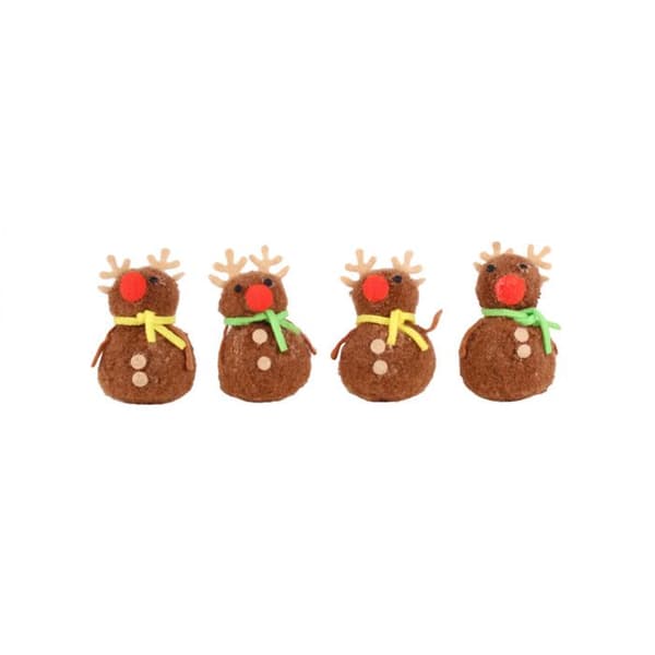 Cerf i pompom och filt 7x3 cm 4 stycken