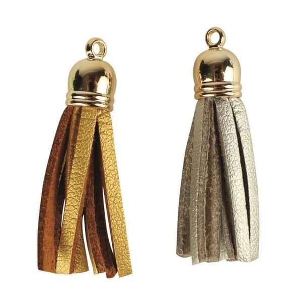 Guld- och silverpumponger i syntetiskt läder med guldspets 4 cm x 8 st - MegaCrea DIY {färg}
