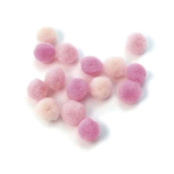 Pompons Ø 15 mm Rosa (sortiment) 60 stycken