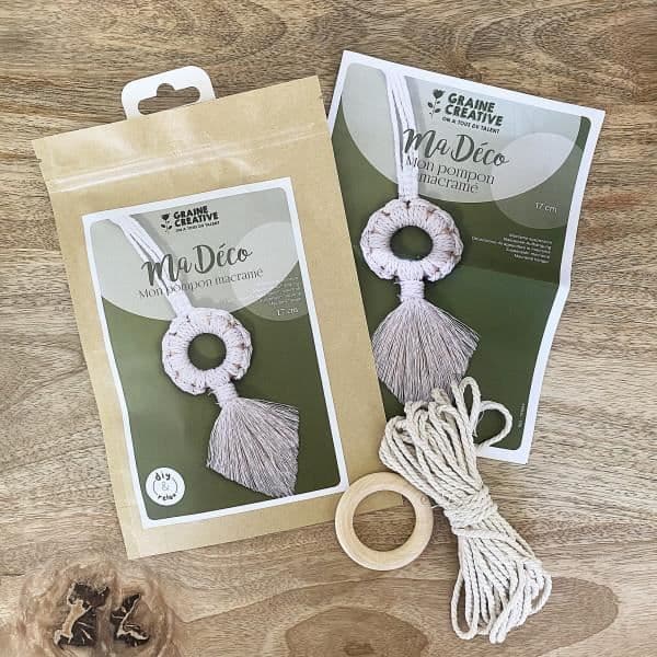Creative kit - Macramé - Hängande pompom - Tillbehör ingår - Creative seed