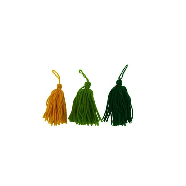 Pompon houppe i ull Camaieu grön 8cm 3 stycken