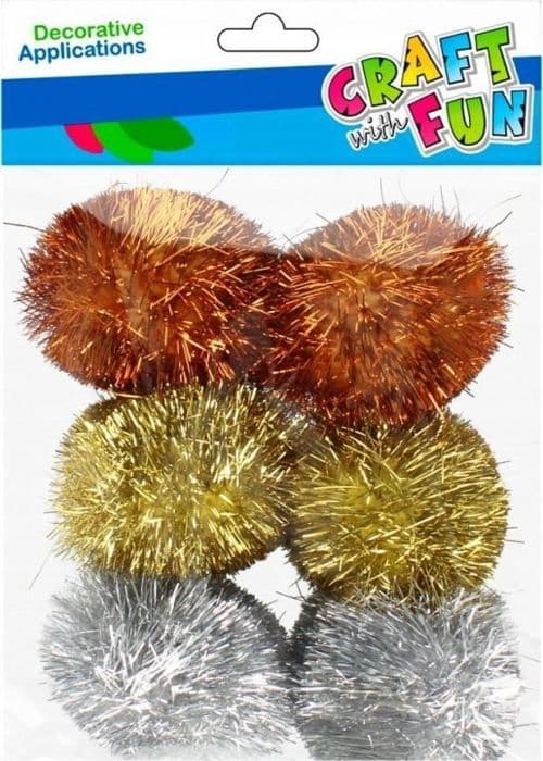 Pompon - kit pompon hantverk med kul - CF723 - POMPON DEKORATION 6ST/45MM MIX BROK CF 12/96