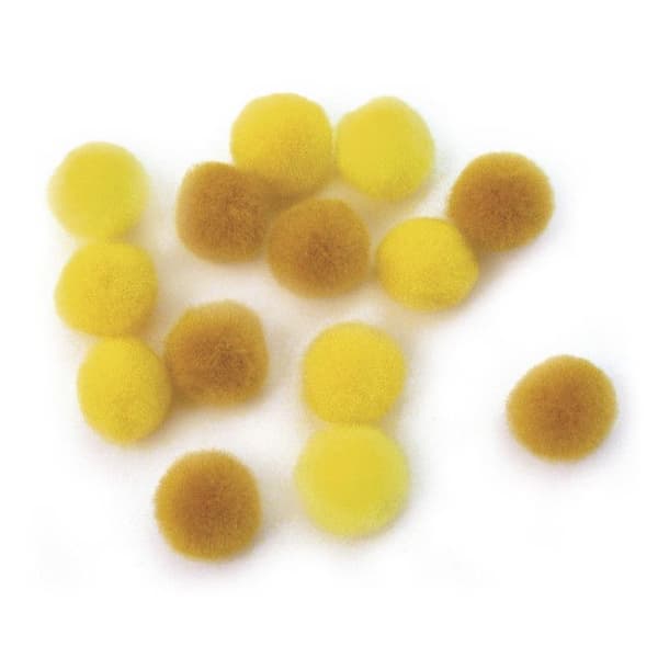 Pompoms - ø 15 mm - Gula (sortiment) - 60...