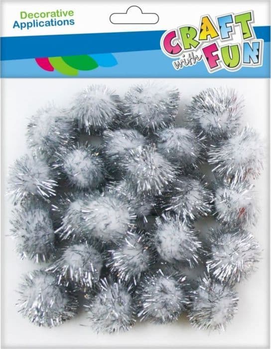 Pompon - kit pompon hantverk med kul - POMPON 8 - CF POMPON DEKORATION 24ST/2CM VIT KROSSAD 12/144