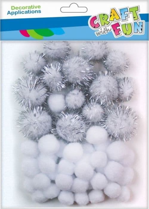 Pompon - kit pompon Craft med rolig - POMPON 7 - CF POMPON DEKORATION DECK 50ST/MIX VIT BROK 12/144