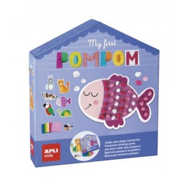 Box Créative - Apli - Min första Pompon - 6 djur att dekorera - Blå - För barn från 3 år