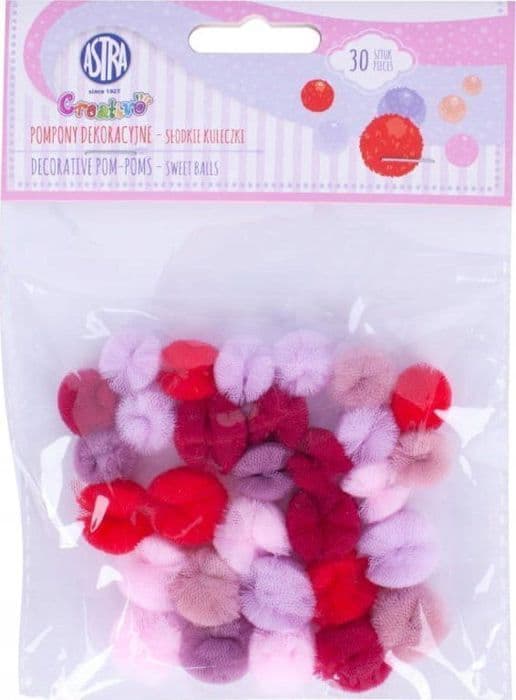 Pompon - kit pompon Astra - 335122009 - Pompons Spets 15mm 6 färger 30 stycken