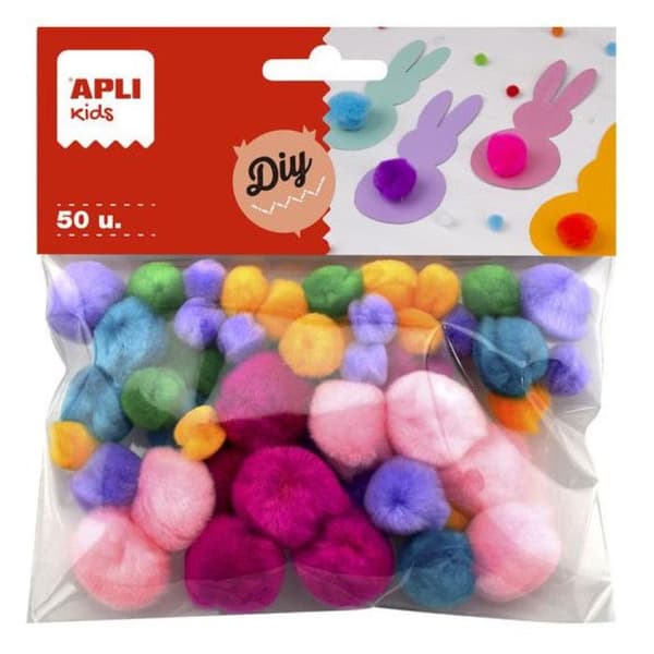 Pom pons i mjuka färger 50 stycken