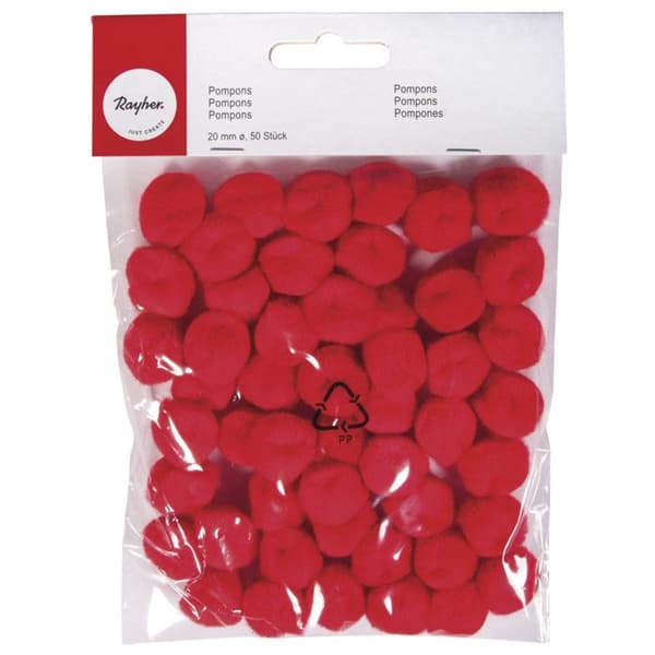 Pompons Röda 2 cm 50 stycken