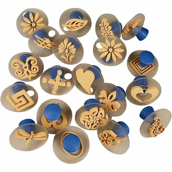Skumstämplar med handtag - Stl. 3-6 cm - 20 mixade