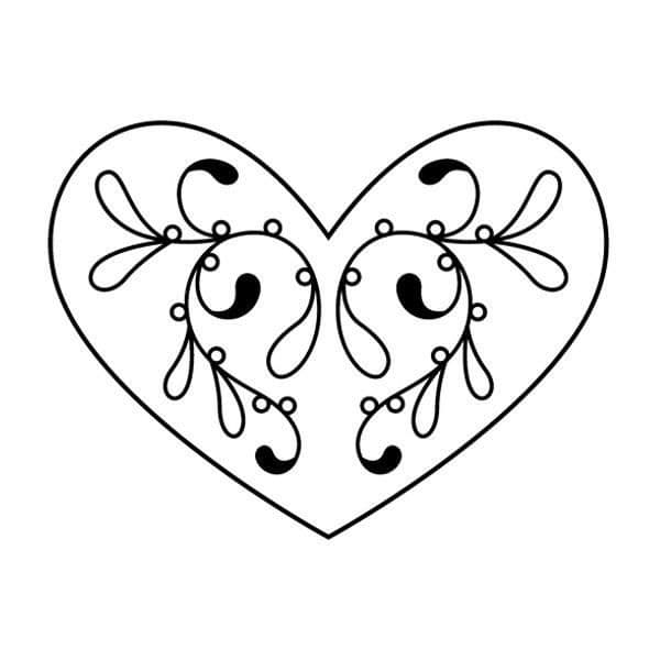 Trästämpel - Hjärta med blommotiv