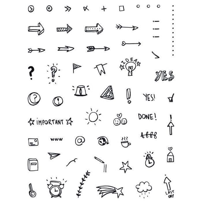 Ikoner klara stämplar för Bullet journal - 14 x 18 cm