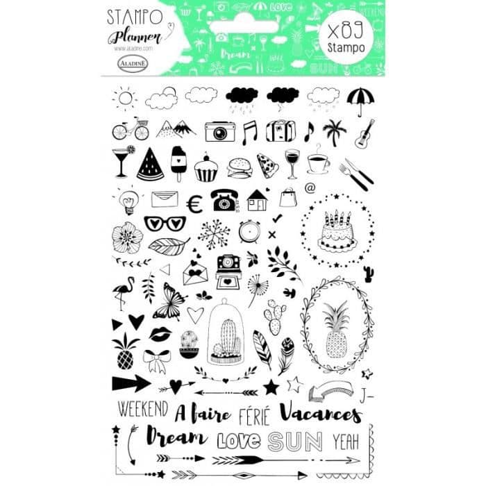 Gummistämplar monterade i skum 'Aladine - Stampo Planner' Journal Antal 89
