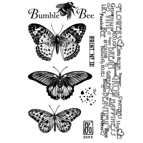 Stämpel - Butterflies and Bees - Omonterad