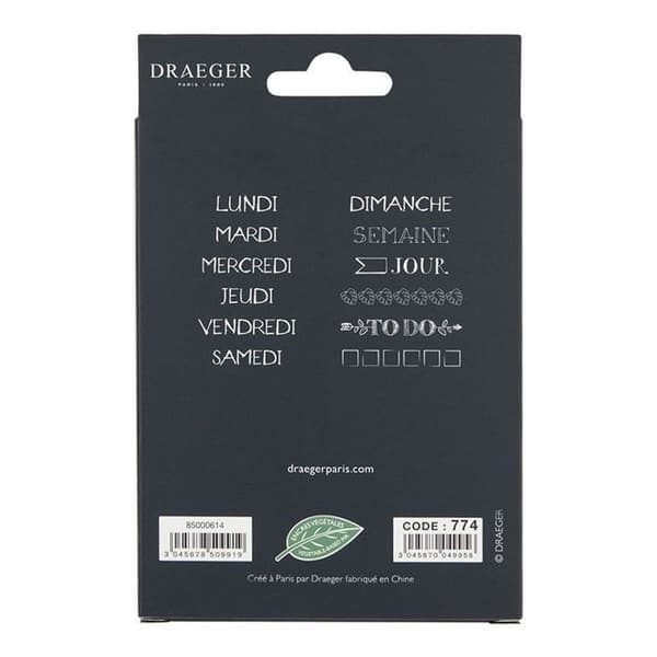 Tamponmeddelande - DRAEGER PARIS - Veckodag - Blå - DIY-tillbehör - 12 meddelanden
