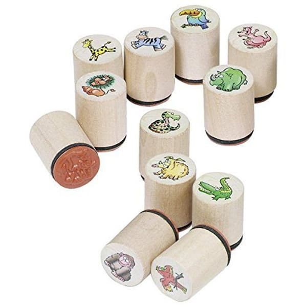 Set med 6 djurstämplar i trä - Märke - Modell - Beige färg - För barn - Blandat
