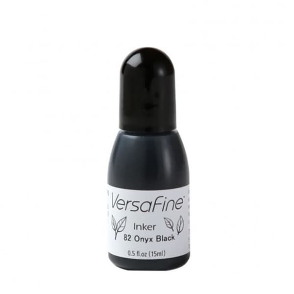 Refill bläck - Tsukineko - Versafine Onyx Black - 15ml - Omedelbar torkning - Vattentålig