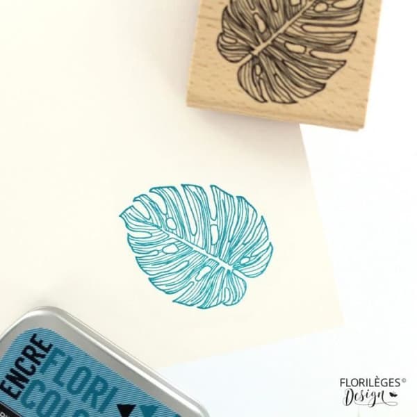 Tampons i trä - Florilèges Design - Stora Monstera - 7 cm x 7 cm - 100% fransk - Soft and Green