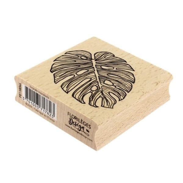 Tampons i trä - Florilèges Design - Stora Monstera - 7 cm x 7 cm - 100% fransk - Soft and Green