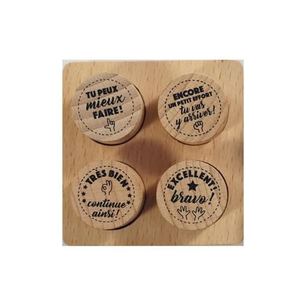 Trästämplar - Avenue Mandarine - Antal 4 - 2,4 cm x 2,4 cm - Idealisk för scrapbooking - Blandat