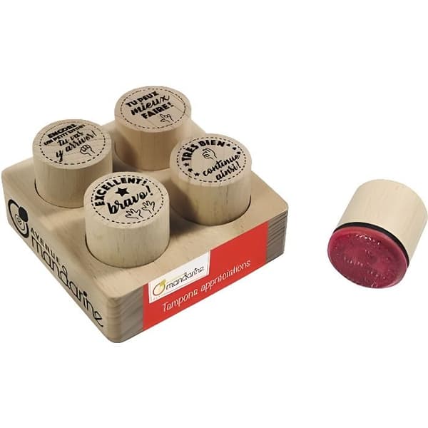 Trästämplar - Avenue Mandarine - Antal 4 - 2,4 cm x 2,4 cm - Idealisk för scrapbooking - Blandat