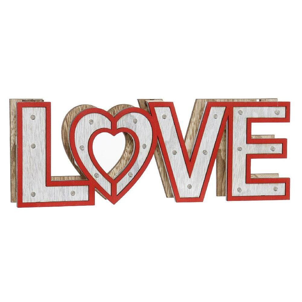 Wall Decoration DKD Home Decor Red White LED MDF Wood (35 x 4 x 12 cm)
