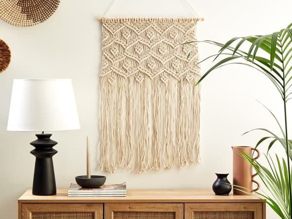 Macramé Vægophæng Beige Bomuld Håndlavet indretning Dekoration Boho Style Stue Soveværelse Børneværelse