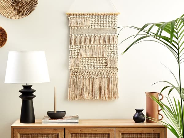 Væghængende Beige Bomuld Håndvævet med kvaster Vægindretning Hængende dekoration Boho-stil Stue Soveværelse Børneværelse
