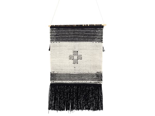 Væghængende Beige Bomuld Håndvævet med Kvaster Geometrisk Mønster Vægindretning Hængende Dekoration Boho Stil Stue Soveværelse
