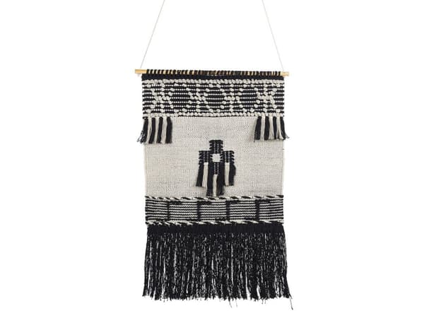 Væghængende Beige Bomuld Håndvævet med Kvaster Geometrisk Mønster Vægindretning Hængende Dekoration Boho Stil Stue Soveværelse