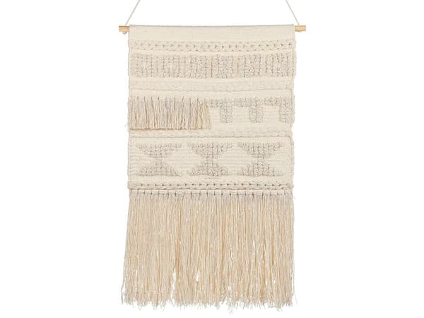 Væghængende Beige Bomuld Håndvævet med kvaster Geometrisk mønster Vægindretning Hængende dekoration Boho-stil Stue Soveværelse Børneværelse