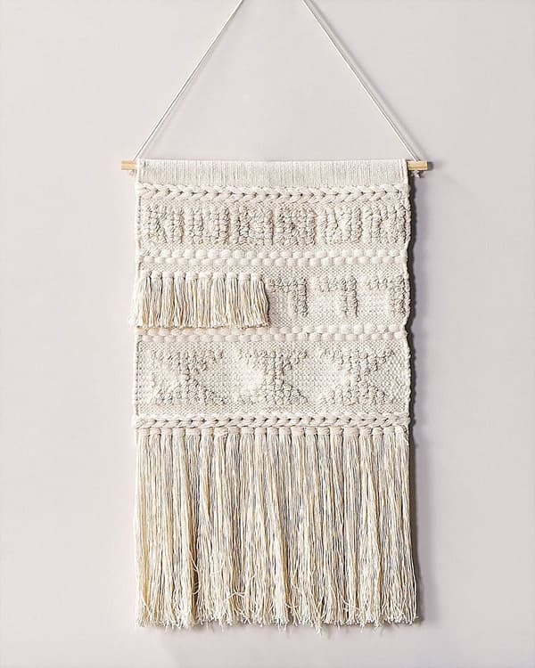 Veggdekor Makramé Beige Bomull 51 x 73 cm Håndlaget Dekor Soverom Barnerom Boho Stue