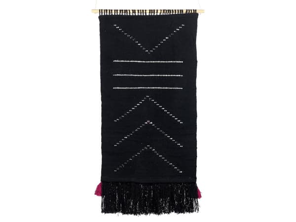 Veggdekor Makramé Hvit Svart Bomull 56 x 92 cm Håndlaget Dekor Soverom Barnerom Boho Stue