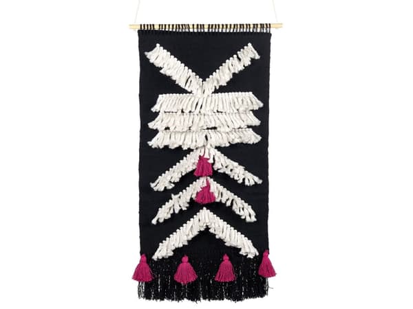 Veggdekor Makramé Hvit Svart Bomull 56 x 92 cm Håndlaget Dekor Soverom Barnerom Boho Stue