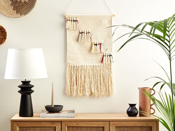 Veggdekor Makramé Beige Bomull 46 x 72 cm Håndlaget Dekor Soverom Barnerom Boho Stue