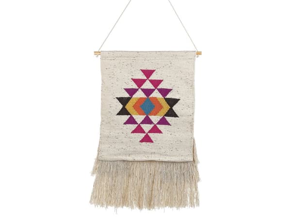 Seinäkoriste monivärinen 51 x 74 cm puuvilla käsintehty hapsut seinävaate boho perinteinen