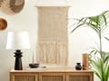 Pikkukuva 2 / 5: Seinäkoriste beige 56 x 90 cm puuvilla makramee seinävaate käsintehty boho perinteinen