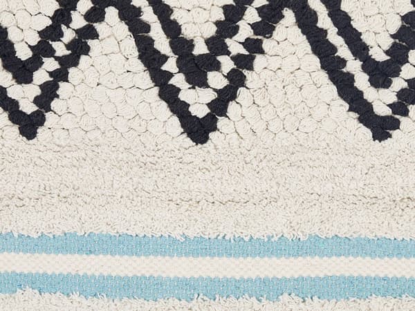 Væghængende beige og sort bomuld 42 x 113 cm Håndvævet med kvaster Geometrisk mønster Vægindretning Boho-stil Stue Soveværelse
