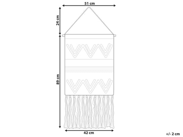 Seinävaate beige musta 51 x 113 cm puuvilla puu hapsut käsinpunottu moderni boho