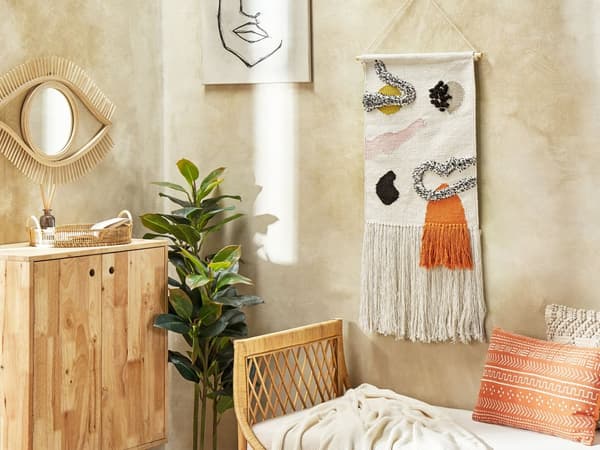 Väggdekor Upphängd Flerfärgad Bomull Polyester 44 x 123 cm Handvävd med Tofsar Geometriskt Mönster Väggdekoration Boho Stil Vardagsrum Sovrum