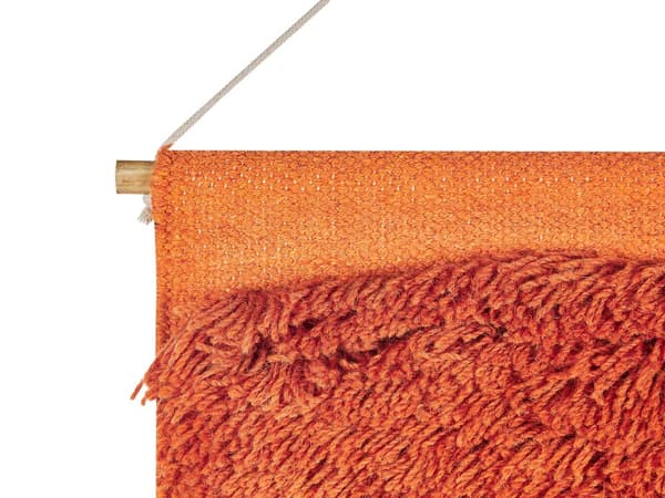 Väggdekor Upphängd Orange Bomull Ull 58 x 112 cm Handvävd med Tofsar Geometriskt Mönster Väggdekoration Bohemisk Stil Vardagsrum Sovrum