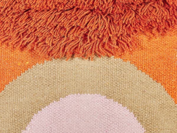 Väggdekor Upphängd Orange Bomull Ull 58 x 112 cm Handvävd med Tofsar Geometriskt Mönster Väggdekoration Bohemisk Stil Vardagsrum Sovrum