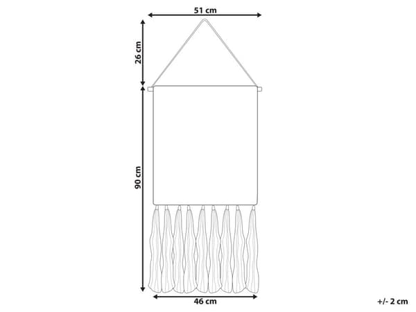 Väggdekor Upphängd Beige Bomull 46 x 116 cm Handvävd med Tofsar Geometriskt Mönster Väggdekoration Bohemisk Stil Vardagsrum Sovrum