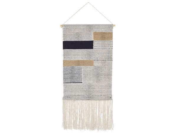 Veggdekorasjon Beige Svart Bomull 46 x 114 cm Dusker Geometrisk mønster Håndvevd Dekorasjon Tilbehør Boho