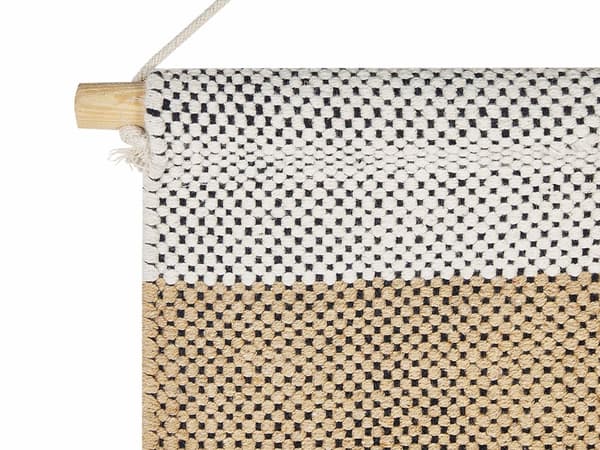 Veggdekorasjon Beige Svart Bomull 46 x 114 cm Dusker Geometrisk mønster Håndvevd Dekorasjon Tilbehør Boho