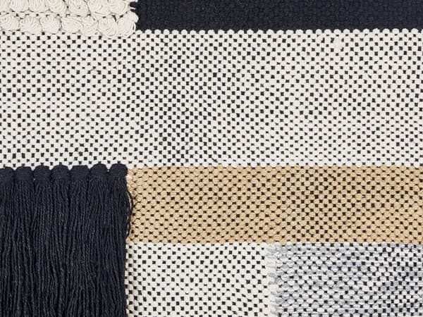 Veggdekorasjon Beige Svart Bomull 46 x 114 cm Dusker Geometrisk mønster Håndvevd Dekorasjon Tilbehør Boho