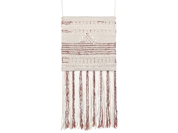 Veggdekorasjon Rød Beige Ull Frynser Geometrisk mønster Håndvevd Boho Tilbehør Stue Soverom