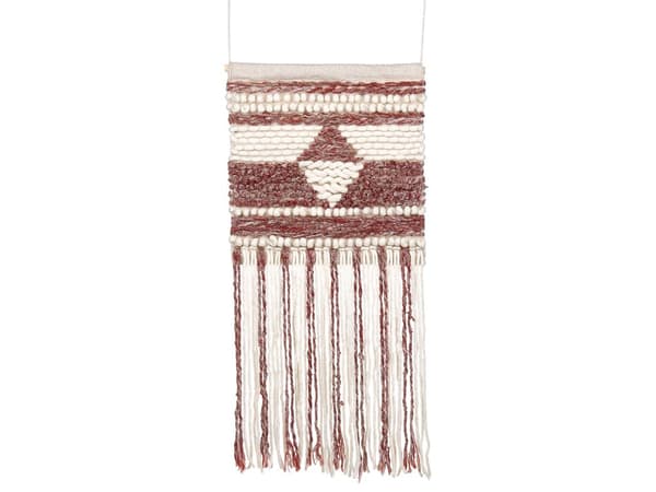 Veggdekorasjon Rød Beige Ull Frynser Geometrisk mønster Håndvevd Boho Tilbehør Stue Soverom