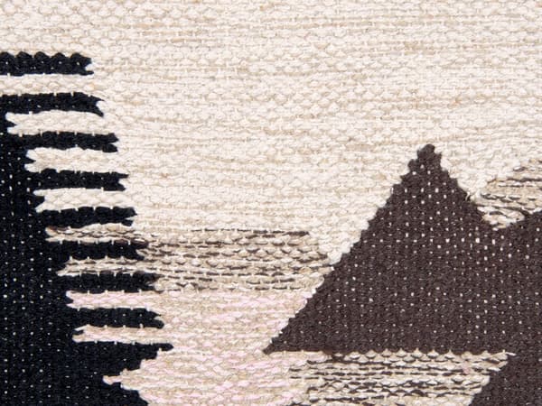 Vægtæppe Beige Sort Bomuld Stof 50 x 84 cm Design Vægdekoration Tæppe til Væg med Frynser Landskabsmotiv Vægpynt Stuen Vægdeko Soveværelse