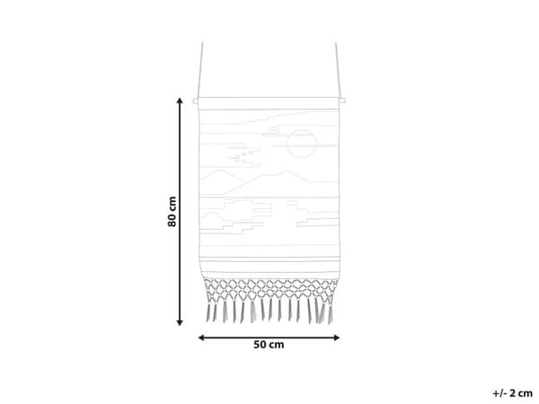 Vægtæppe Multifarvet Bomuld Stof 50 x 80 cm Design Vægdekoration Tæppe til Væg med Frynser Bjerge Motiv Vægpynt Stuen Vægdeko Soveværelse